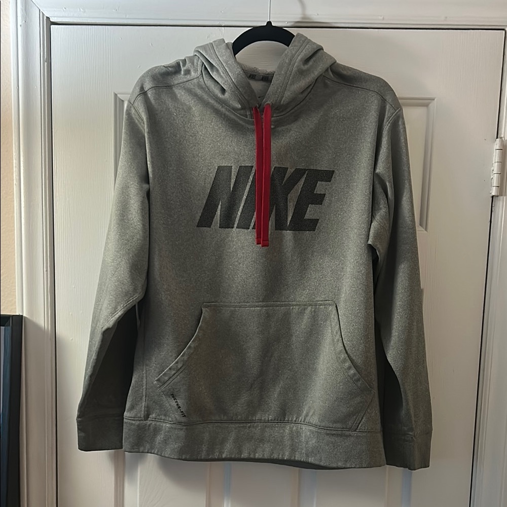 Nike Gray Hoodie with Red Zipper